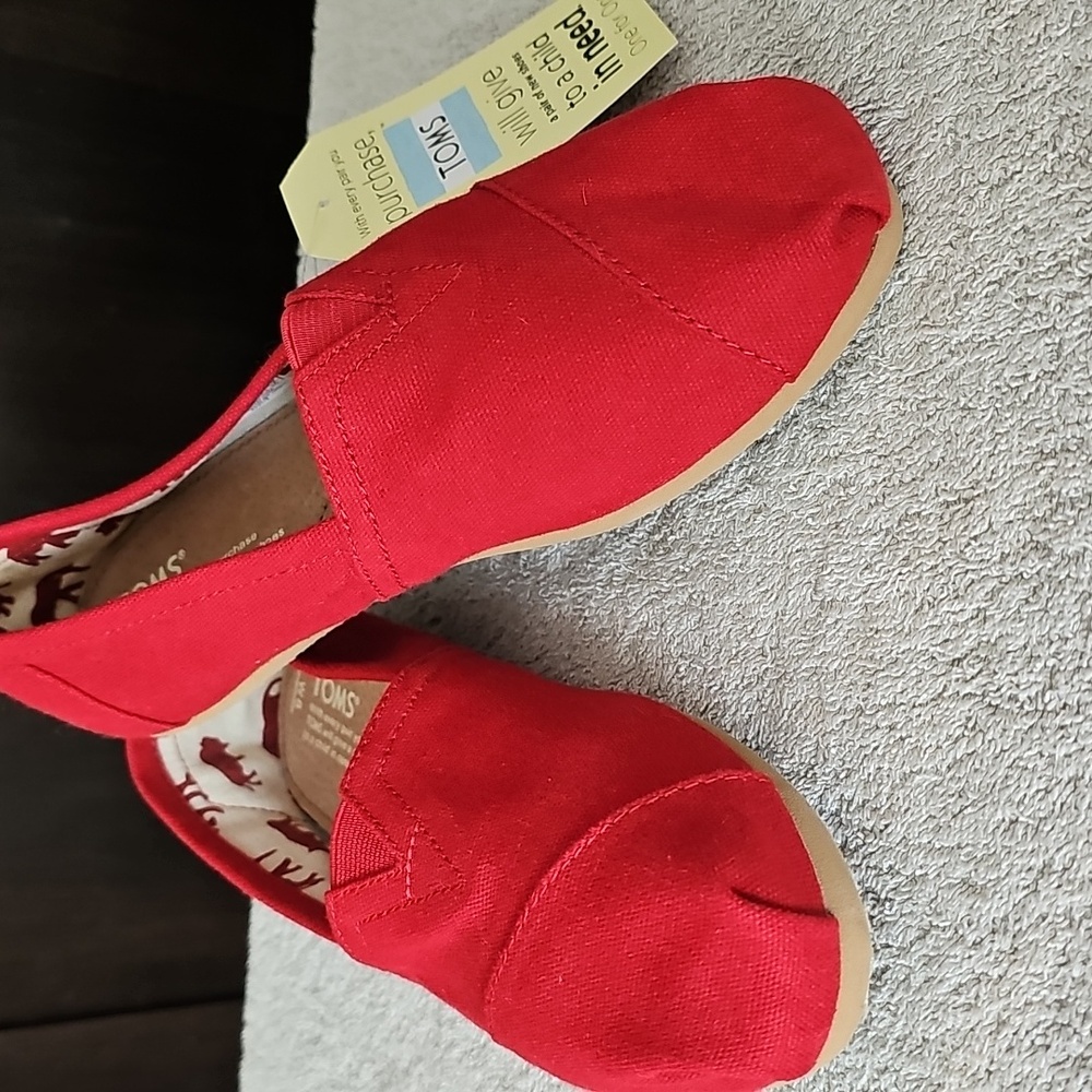 TOMS Vibrant Red Canvas Loafers